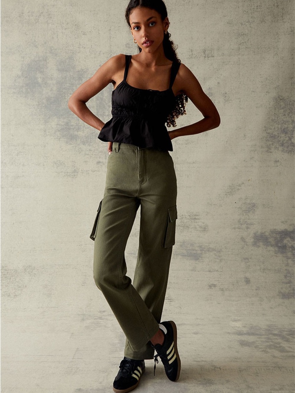 PacSun Olive Green Straight Leg Dad StretchCargo Jeans